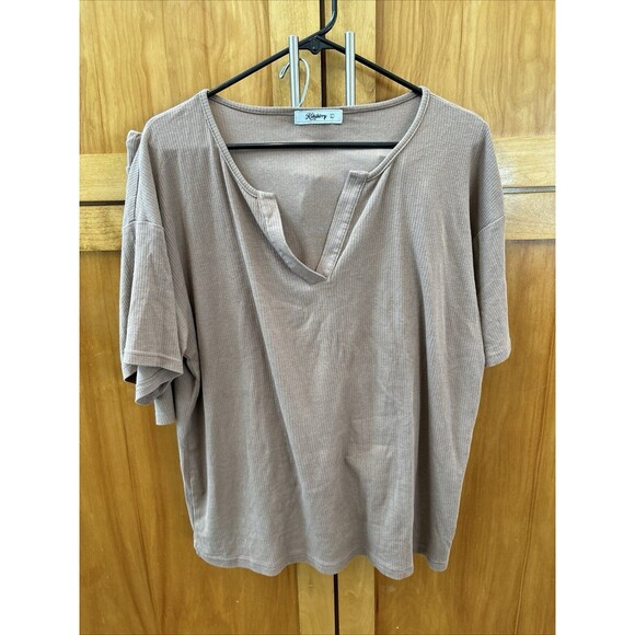 Kikiberry Lounge Sleep Set L Chocolate Brown Top Shorts Stretch Drawstring - Picture 5 of 14